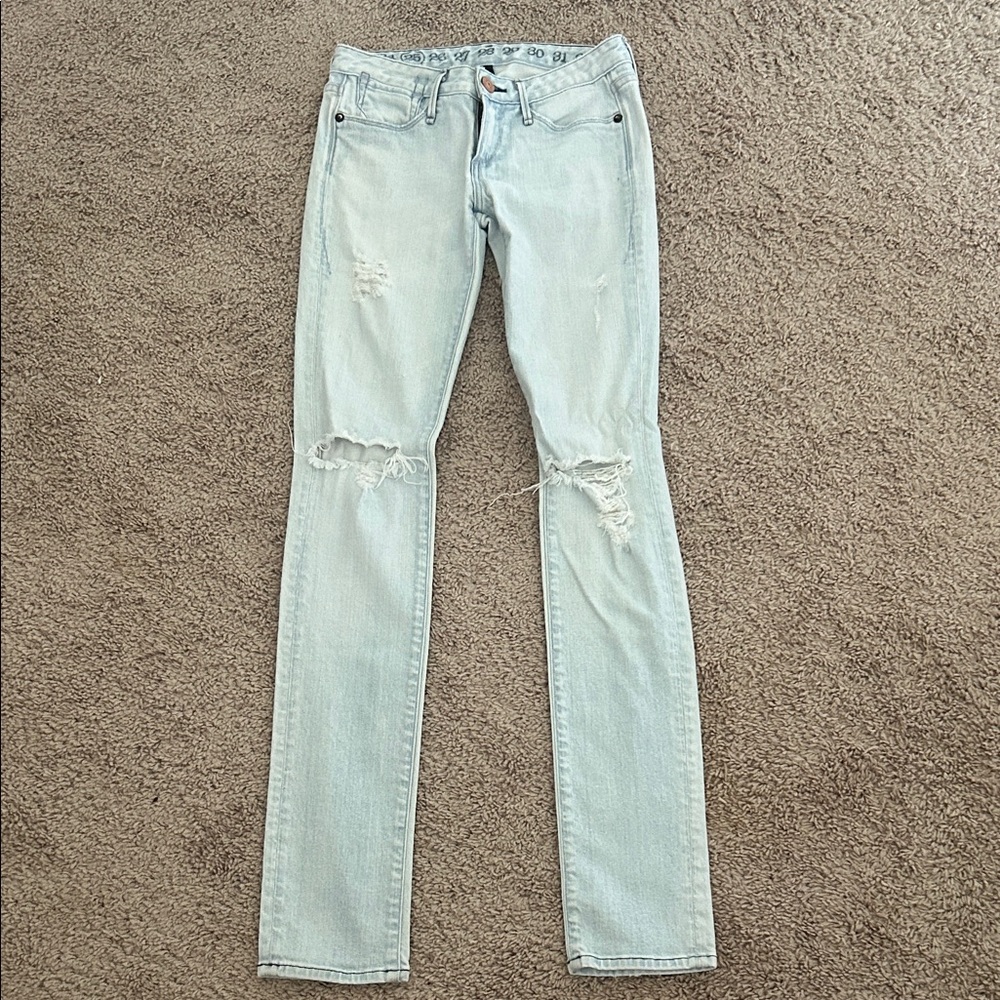 Earnest Sewn Light Blue Distressed Women Jeans